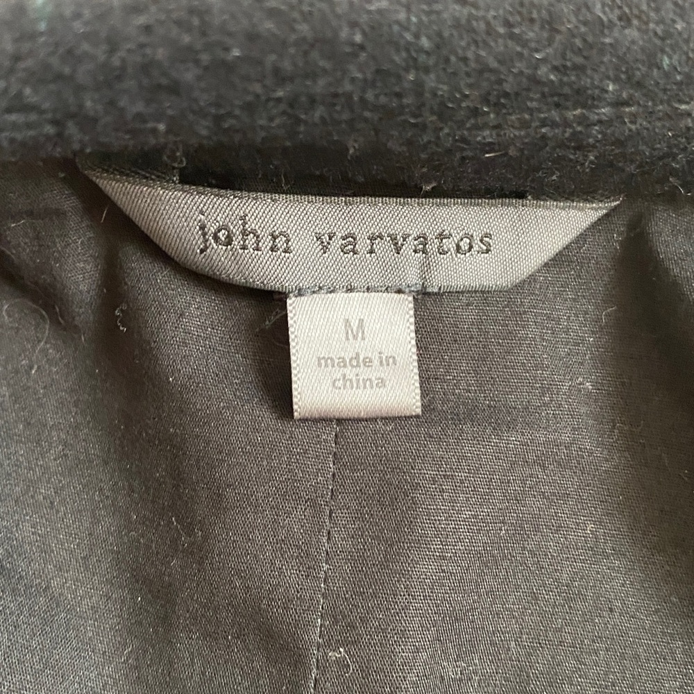 John Varvatos Men's Wool Blend Zip up Black Jacket Coat Size M EUC - Picture 9 of 16
